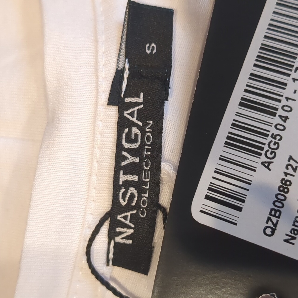 Nasty Gal 100% Cotton Name Drop Tee Mini Shirt Dress in White size Small - Picture 3 of 5